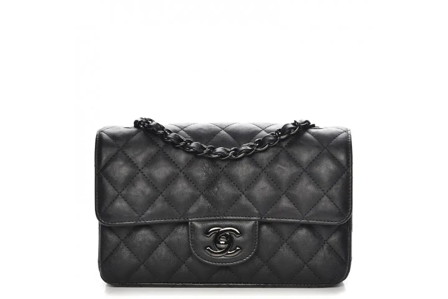 Chanel Rectangular Flap Quilted So Black Diamond Mini Black in Crumpled ...