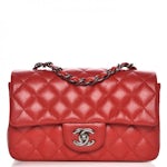 Chanel Rectangular Flap Diamond Quilted Mini Red