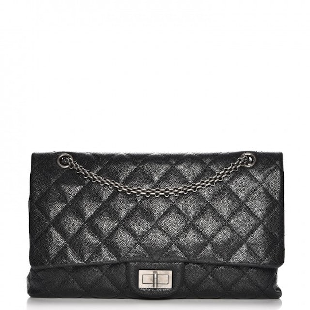 Chanel Metallic Silver Quilted Striped Leather Jumbo 2.55 Reissue Double  Flap Bag Chanel