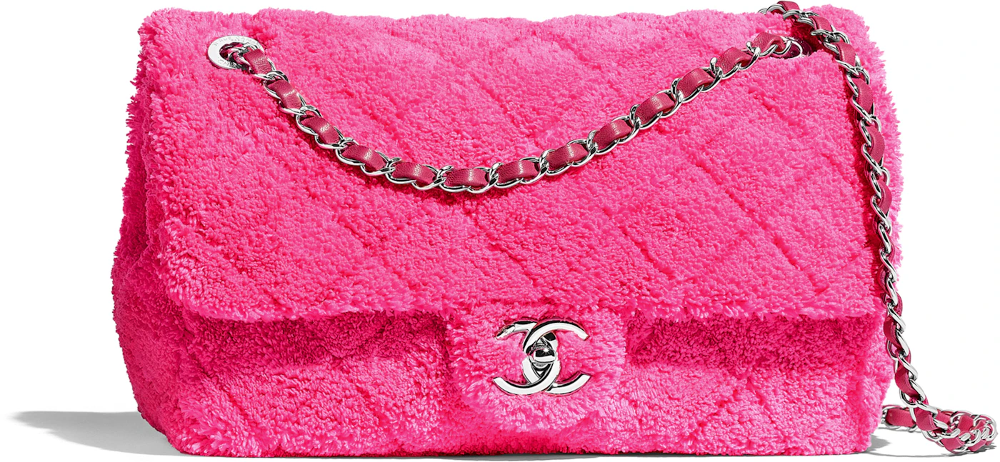 Chanel Flap Stitched Mixed Fibers Pink in Mixed Fibers/Lambskin/Calfskin  with Silver-tone - US