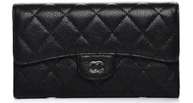 Chanel Flap Wallet Quilted Diamond Large Caviar Black