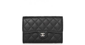 CHANEL Caviar Quilted Medium Flap Wallet Black 1216628
