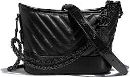 Chanel Gabrielle Hobo Bag Aged/Smooth Calfskin Black Metal Small Black in  Aged Calfskin/Smooth Calfskin with Black-tone - US
