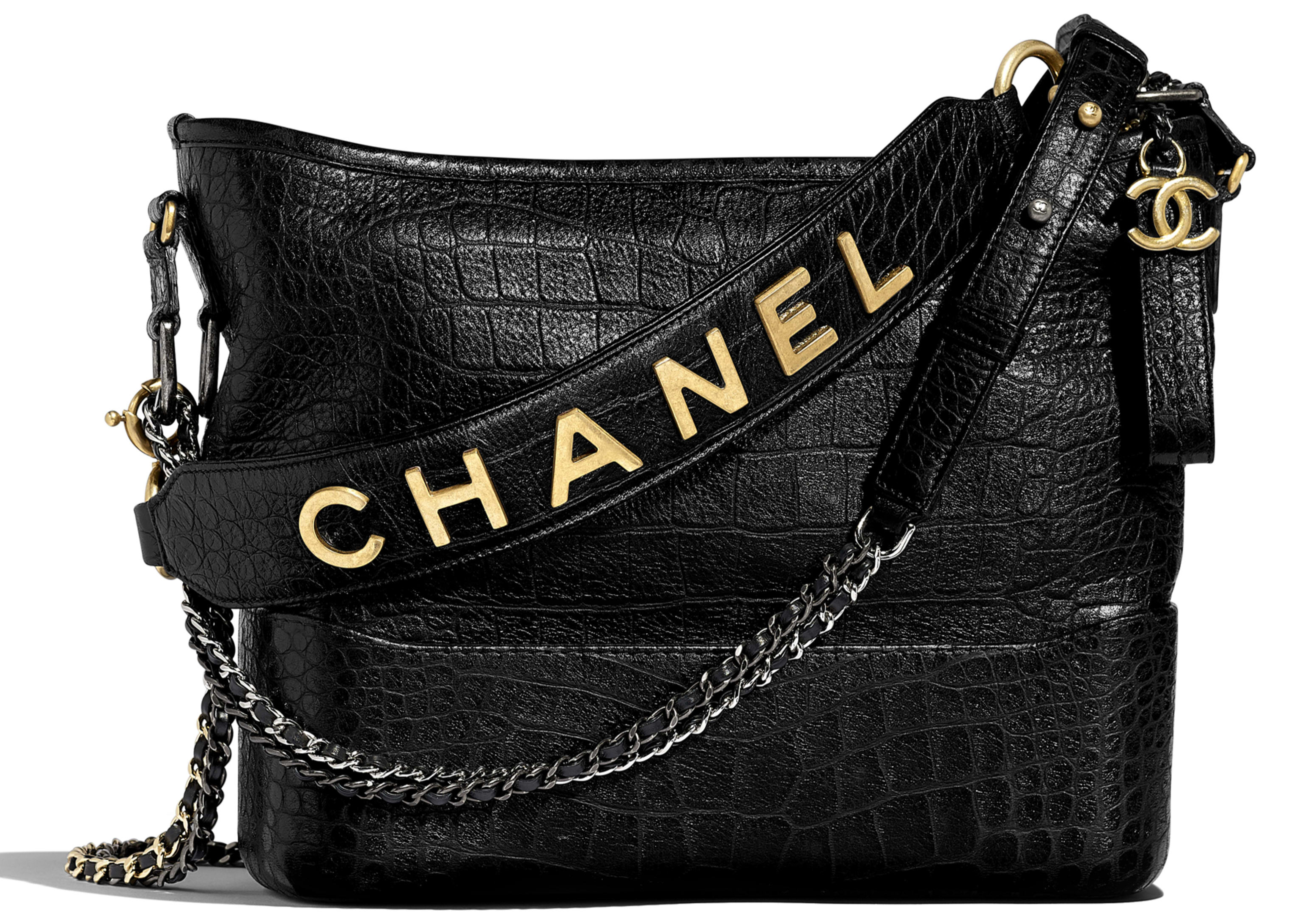 Chanels Gabrielle CrocEmbossed Bag With Signature Strap  Bragmybag