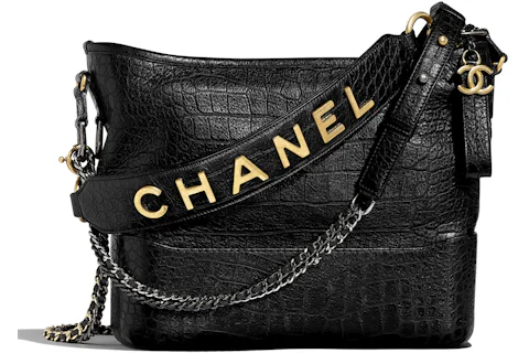 Chanel Gabrielle Hobo Bag Crocodile Embossed Calfskin Gold/Silver-tone ...