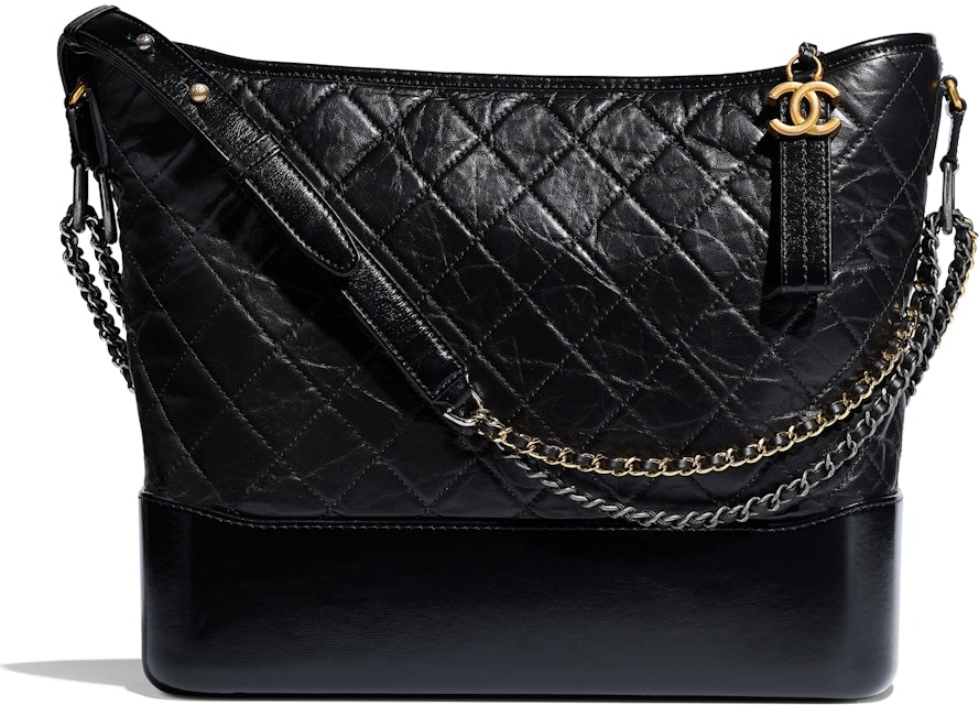 Chanel Gabrielle Hobo Bag Diamond Gabrielle Quilted Aged Medium Metallic  Silver in Calfskin with Gold-tone/Ruthenium - US
