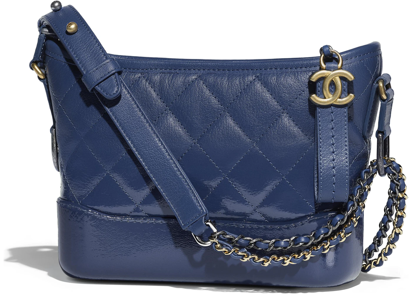 Chanel Gabrielle Hobo Bag Small Dark Blue In Goatskin With Silver Gold Tone Us Chanel Gabrielle Hobo Bag Small Dark Blue In Goatskin With Silver Gold Tone Us