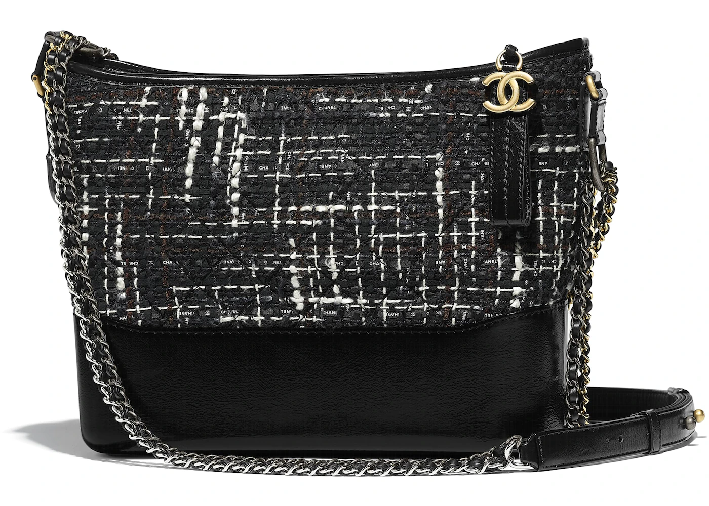 Chanel White And Black Quilted Aged Calfskin Medium Gabrielle Hobo  Ruthenium, Gold, And Silver Hardware, 2017-2018 Available For Immediate Sale  At Sotheby's