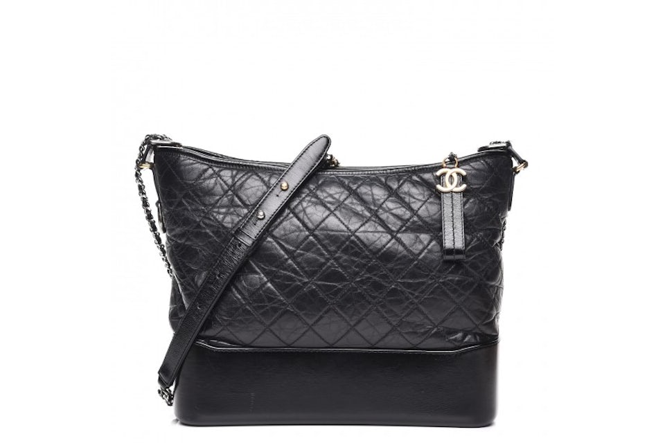 Chanel Gabrielle Hobo Bag Quilted Aged Calfskin Gold-tone/Ruthenium Large  Black in Aged Calfskin with Gold-tone/Ruthenium/Aged Gold-tone - DE