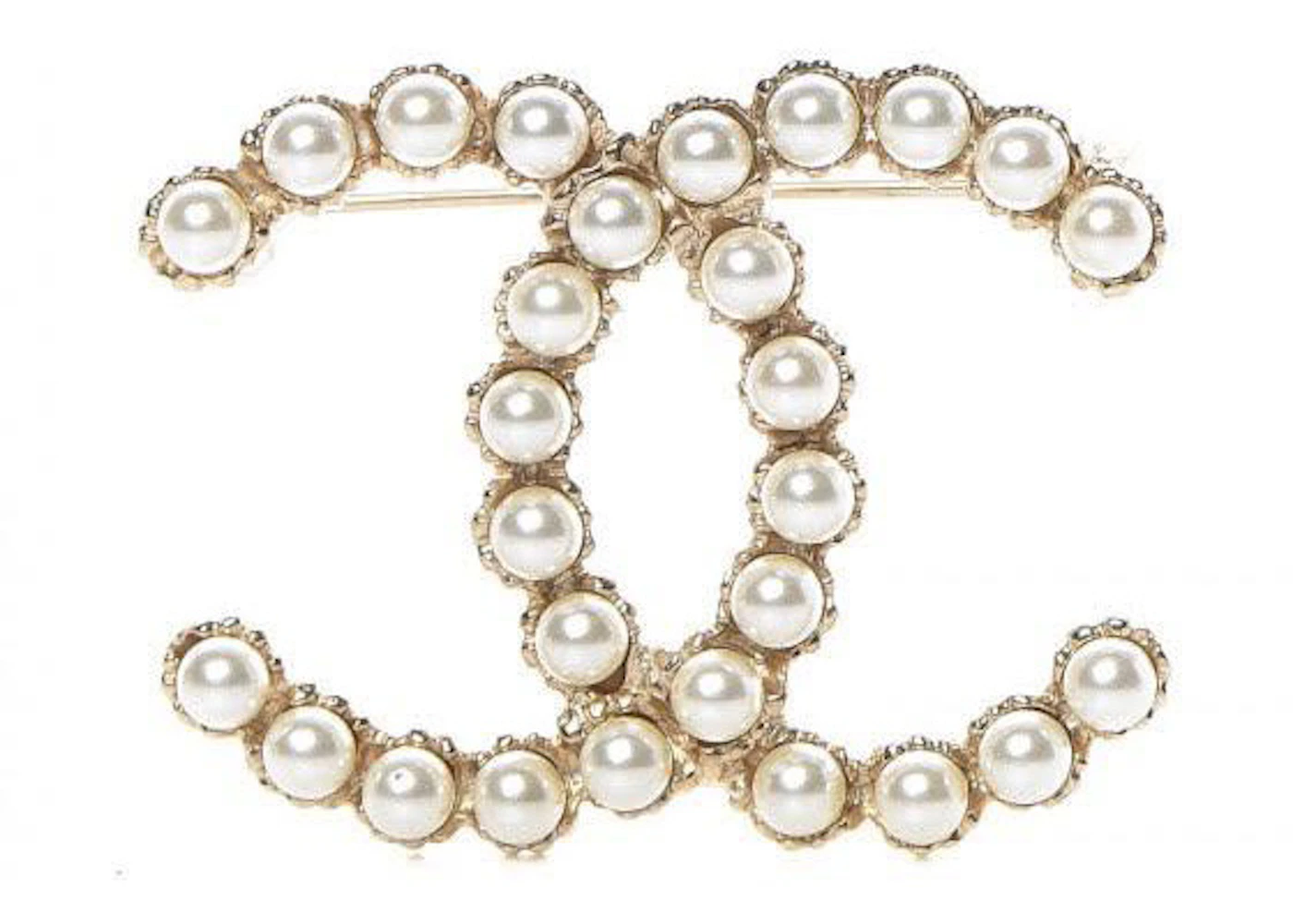 Chanel Glass Pearl CC Brooch Gold/Pearly White in Metal/Glass Pearls with  Gold-tone - US