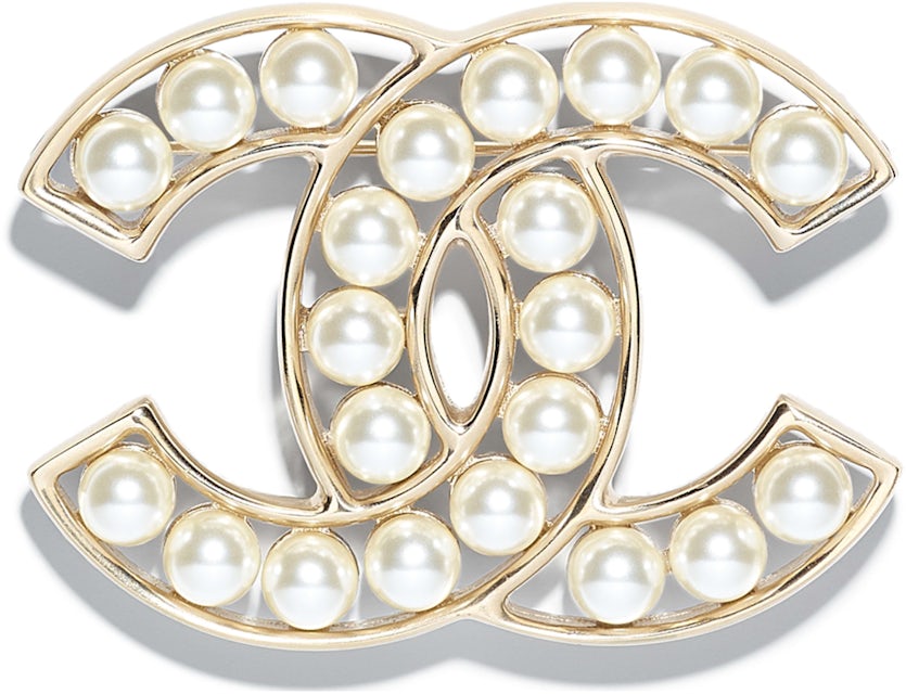 Chanel Filigree Brooch Crystal Pearl Large Gold/Blue in Metal with  Gold-tone - US