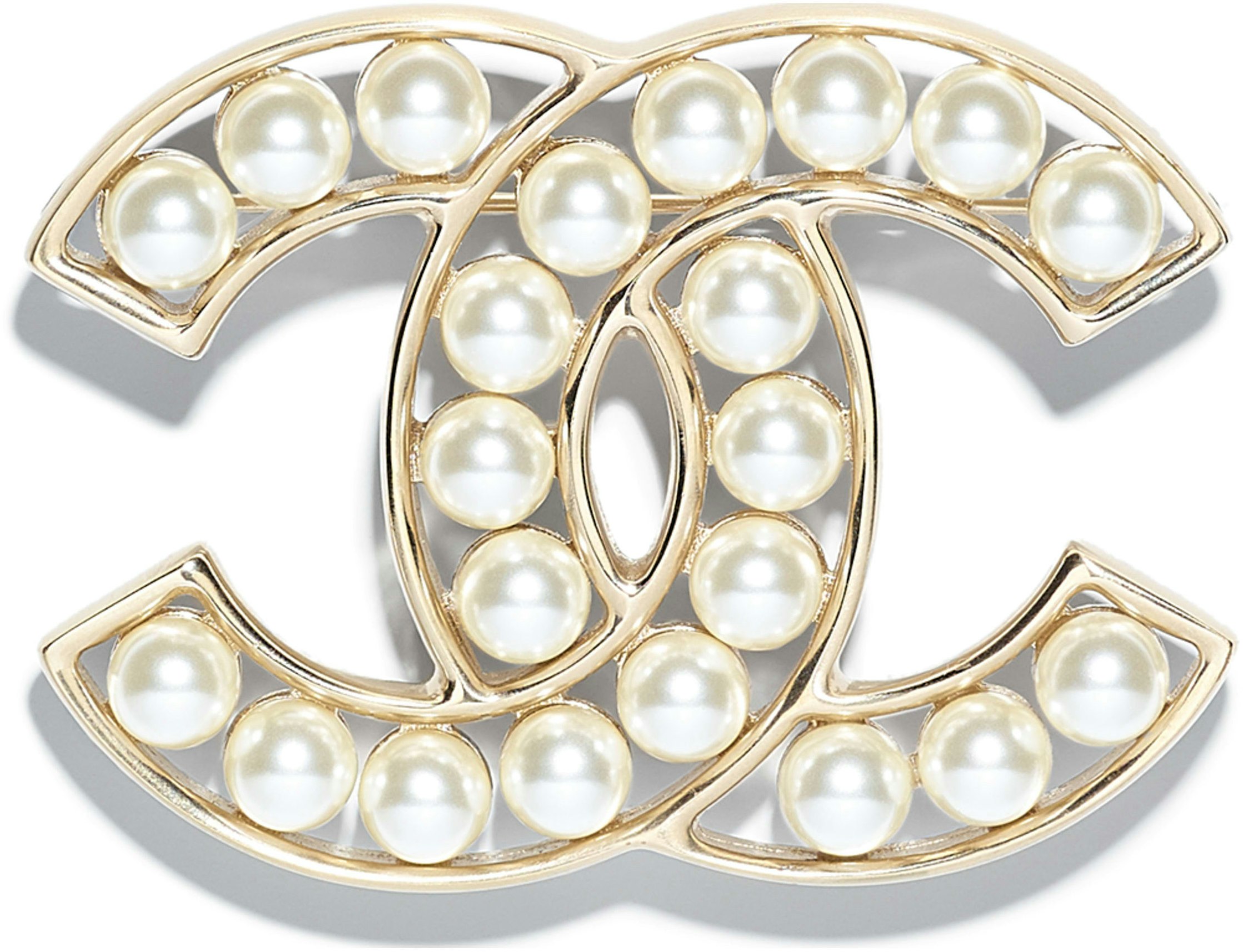 Bourgogne omdømme fritaget Chanel Glass Pearl CC Brooch Gold in Metal/Glass Pearls with Gold-tone - JP