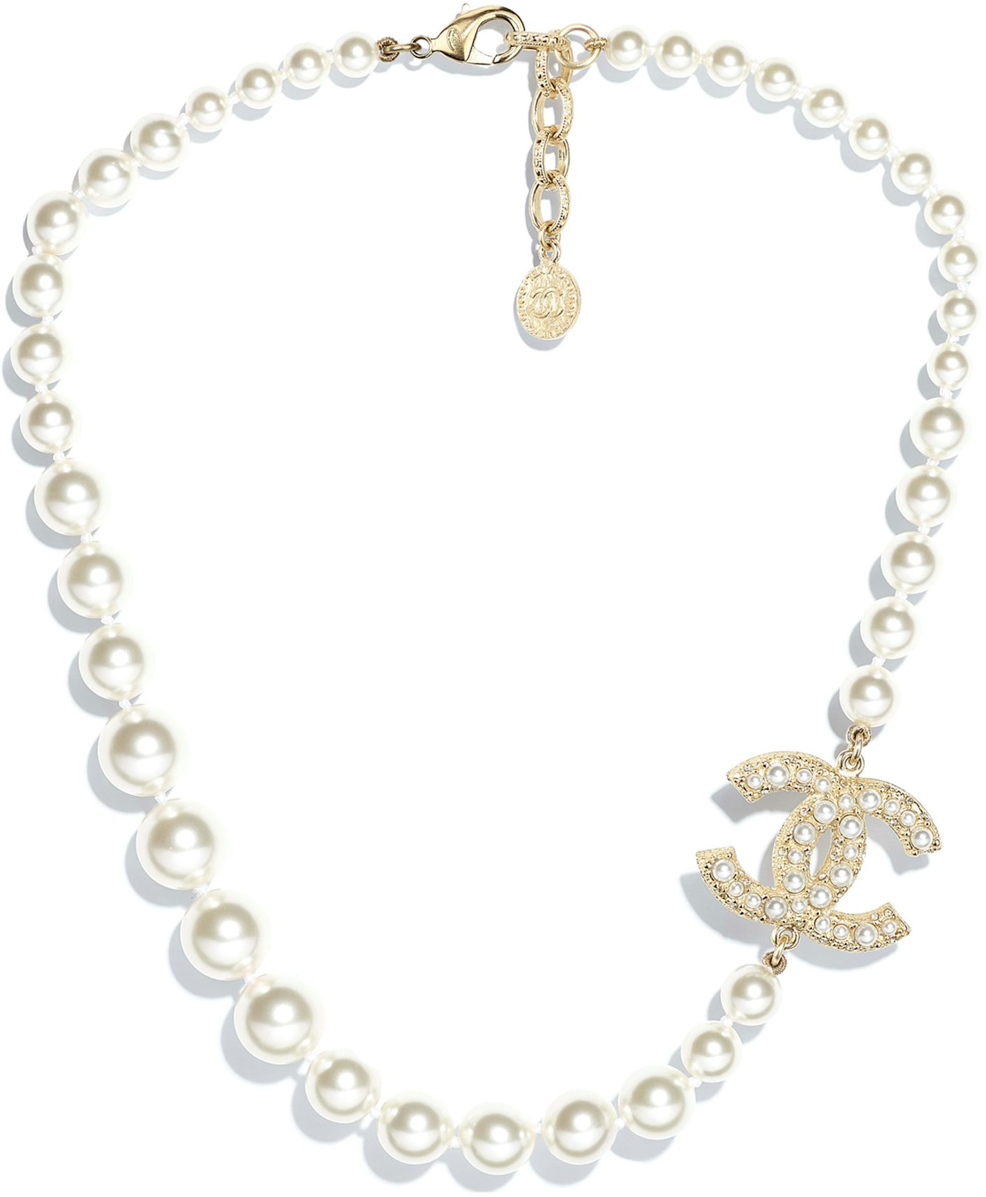 Cc necklace Chanel White in Metal - 33276898