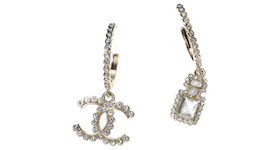 Chanel Glass and Strass Metal Earrings Glass Pearls Gold