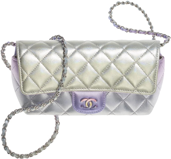 Chanel Silver And Pink Gradient Metallic Quilted Lambskin WOC