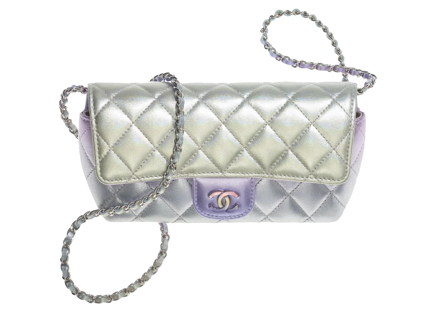 Chanel Glasses Case with Classic Chain Gradient Metallic Silver/Blue in  Calfskin Leather with Silver-tone - DE