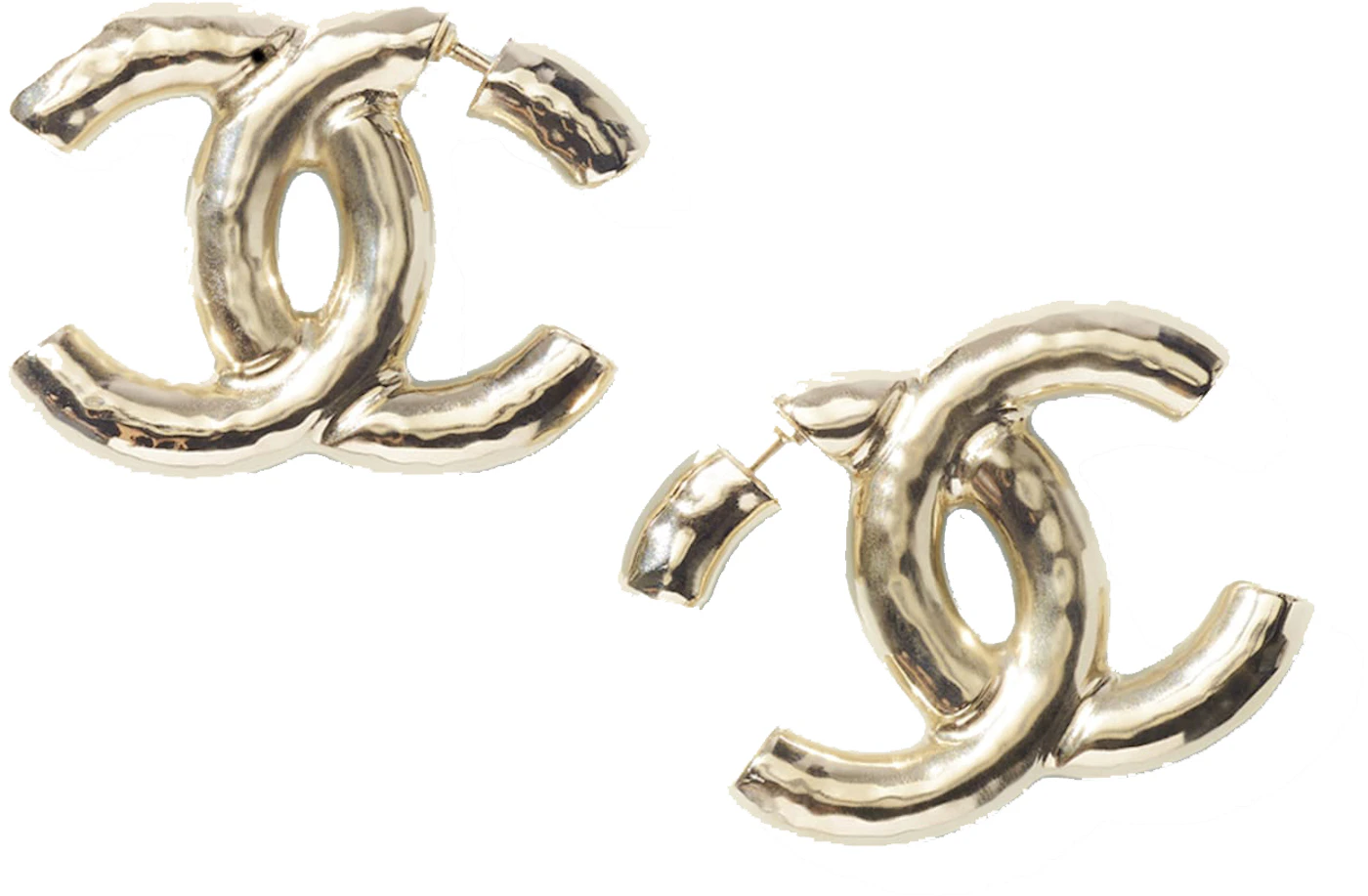 CHANEL Metal CC Stud Earrings Gold 261174