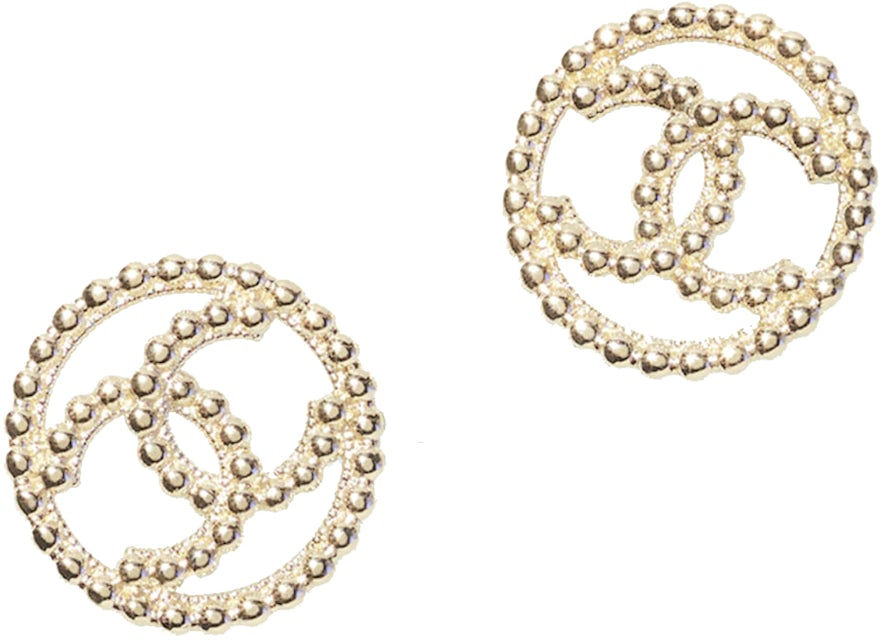 Chanel Pearl with CC Logo Gold Metal Earrings