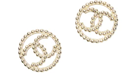 Chanel Gold Metal Logo Earrings Gold
