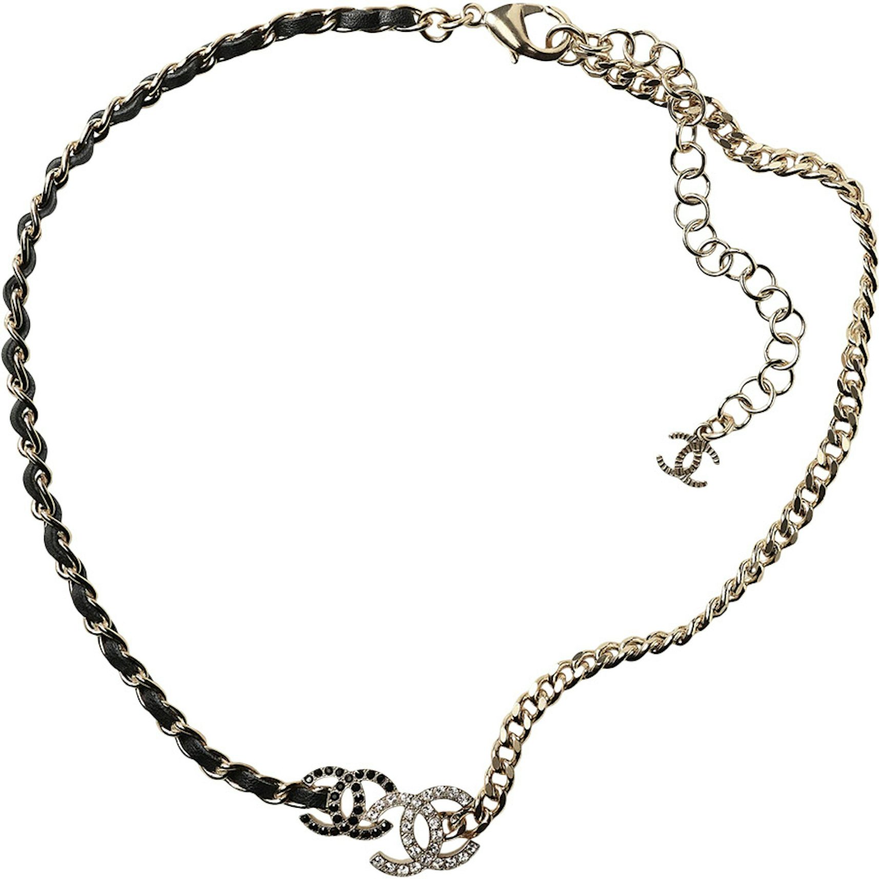 Chanel Black and Silver CC Crystal Heart Pendant Necklace in 2023