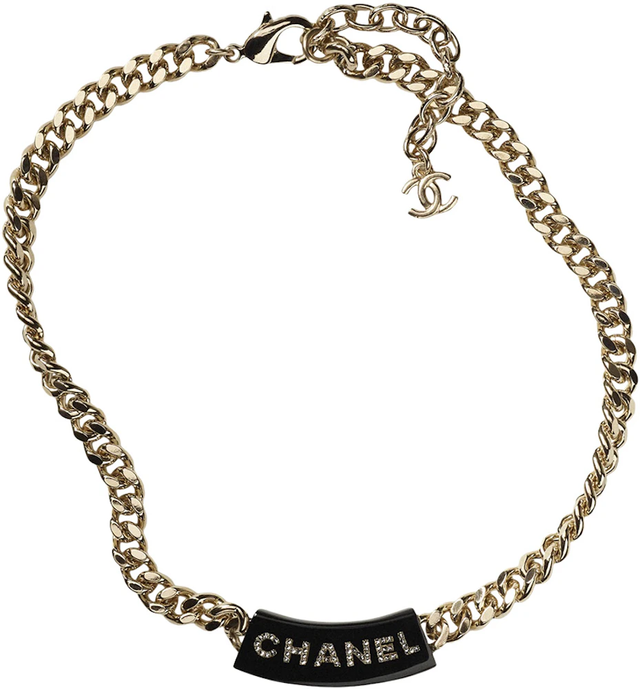 Chanel Gold Necklace AB9278 Gold/Black in Gold Metal/Resin/Crystal with Gold-tone  - US