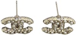 CHANEL Gold Pearl & Crystal CC Logo Earrings A64766 Gold/Pearly White/ Crystal