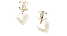 Chanel Gold/Pearly White Earrings Gold