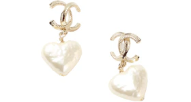 Chanel Gold/Pearly White Earrings Gold