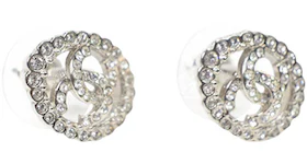 Chanel Gold Ring CC Logo Earrings Light Gold/Crystal