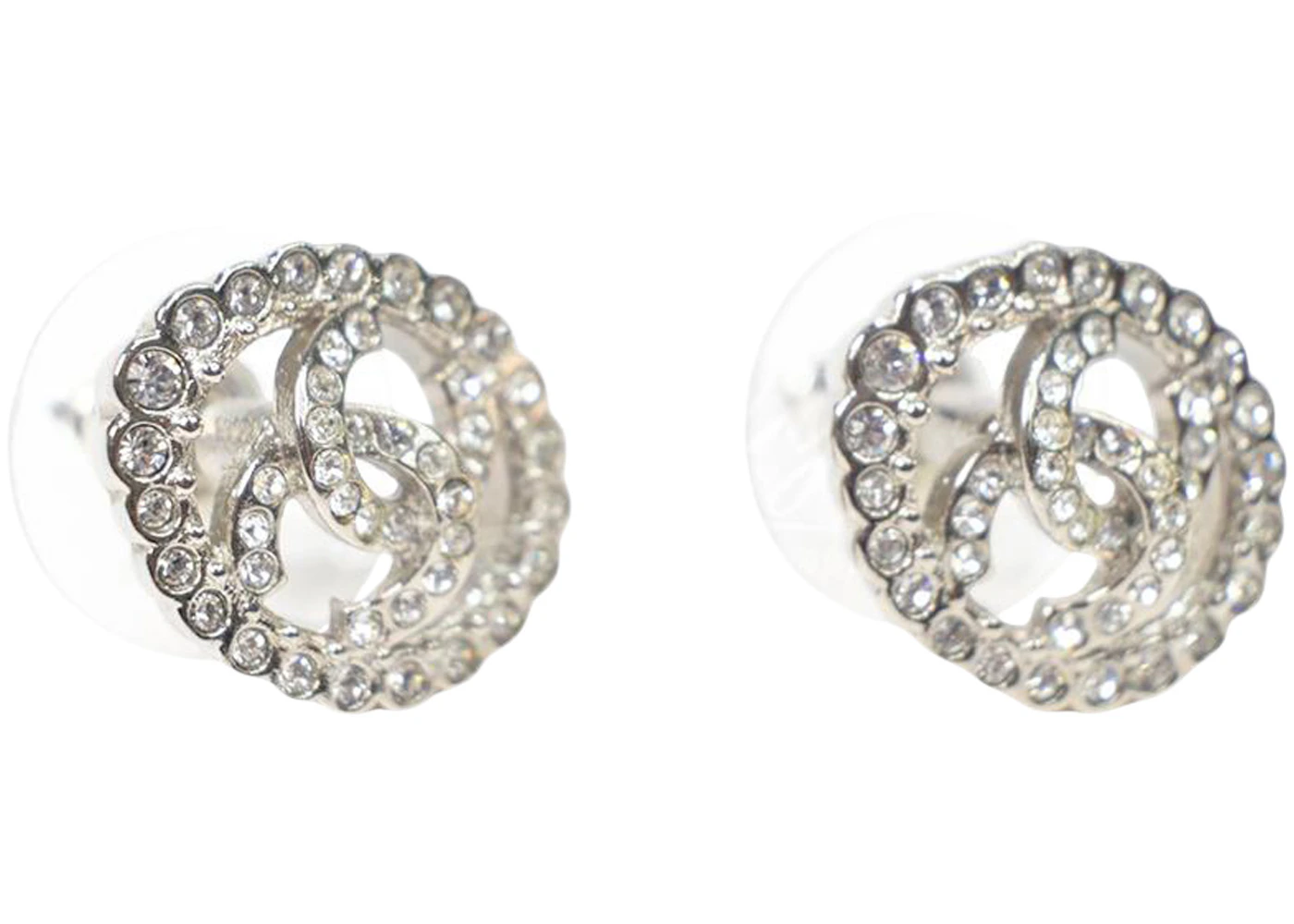 Chanel 1988 Crystal ＆ Gold Cc Earrings Clip-On 23 17237 - 2 Pieces
