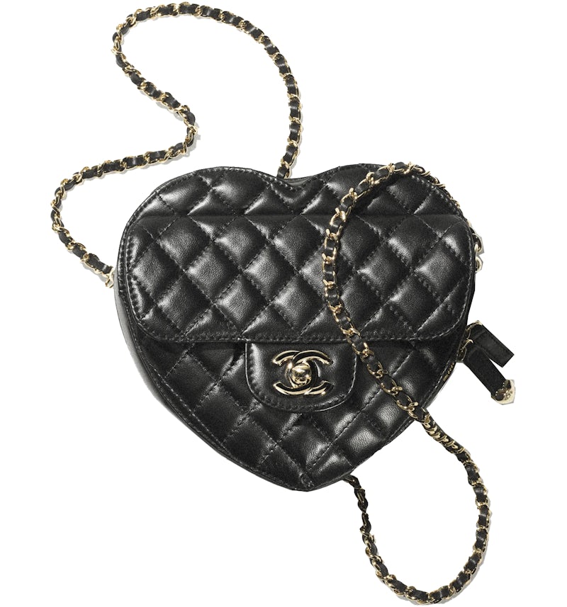 Chanel Heart Bag 22S Black Lambskin in Lambskin Leather with Gold