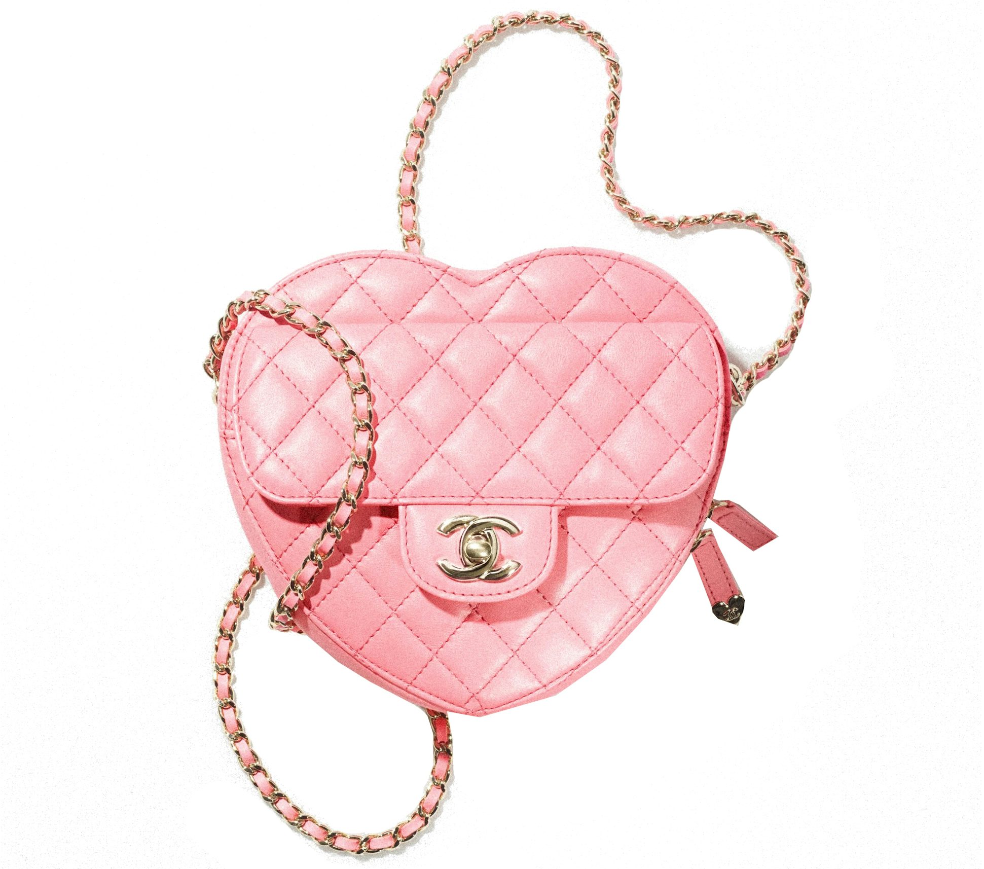 Chanel Heart Bag 22S Coral Pink Lambskin in Lambskin Leather with Gold-tone  - GB