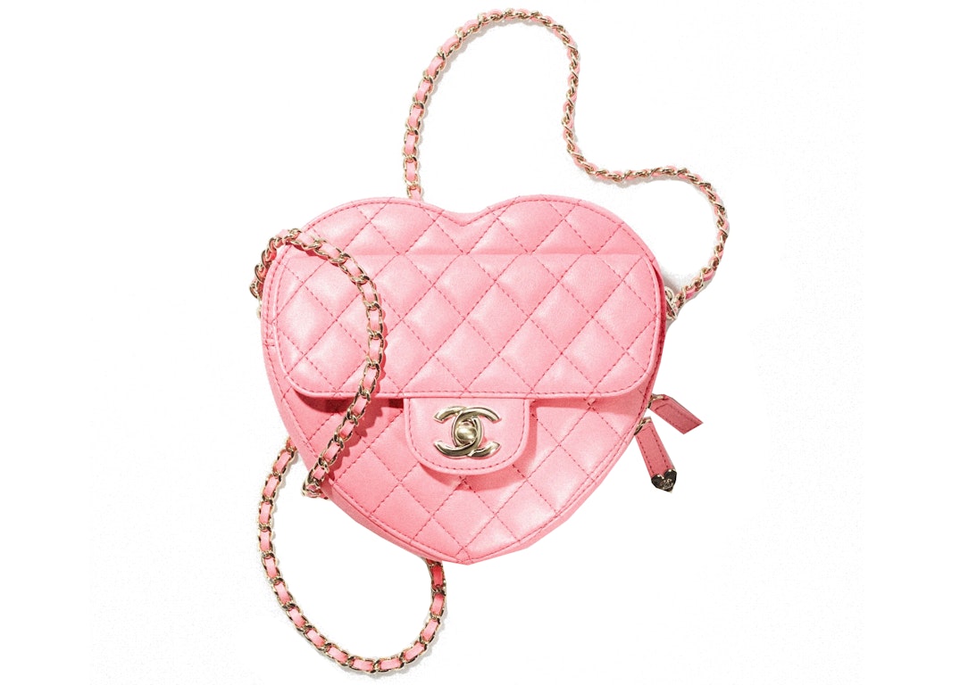 Pre-owned Chanel Heart Bag 22s Coral Pink Lambskin
