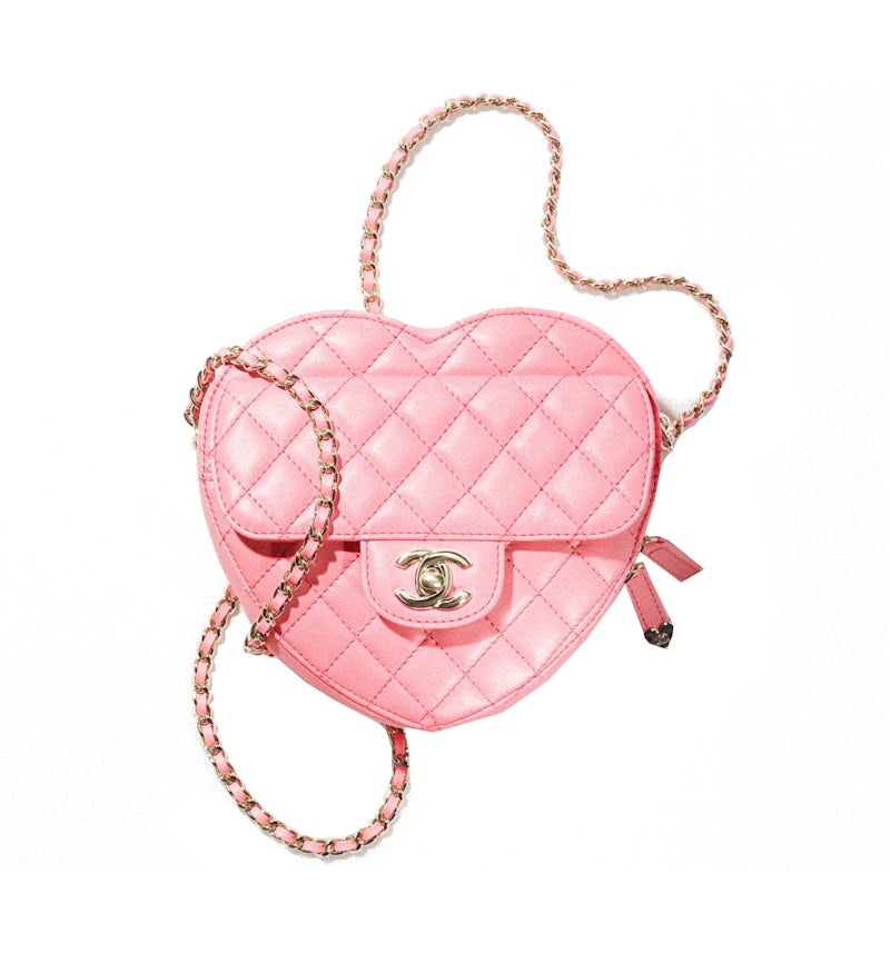 Chanel Heart Bag 22S Coral Pink Lambskin in Lambskin Leather with