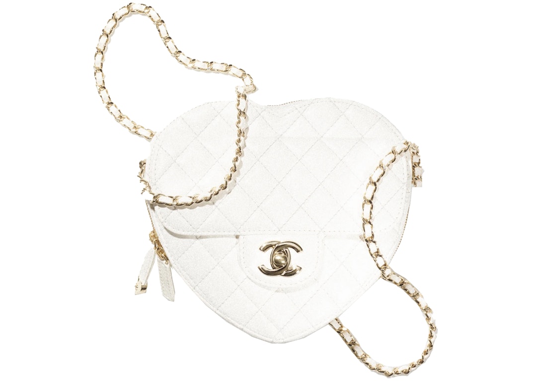 Pre-owned Chanel Heart Bag 22s White Lambskin