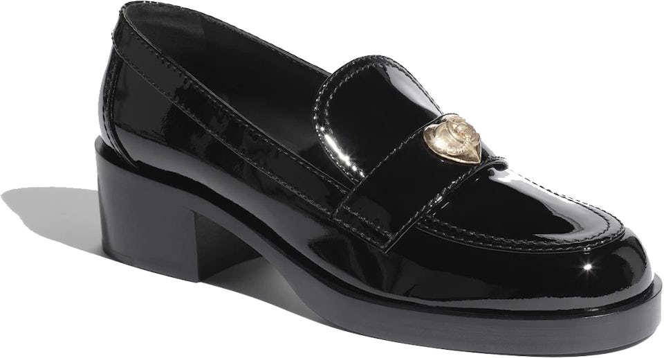 Chanel Heart CC 50mm Loafers Black Patent Calfskin - G39697 X56828