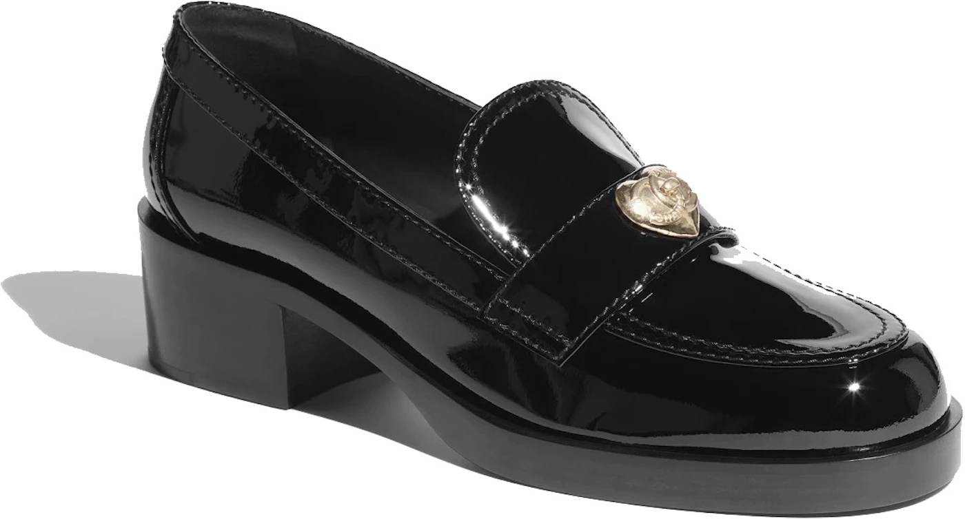 Chanel Heart CC 50mm Loafers Black Patent Calfskin - G39697 X56828