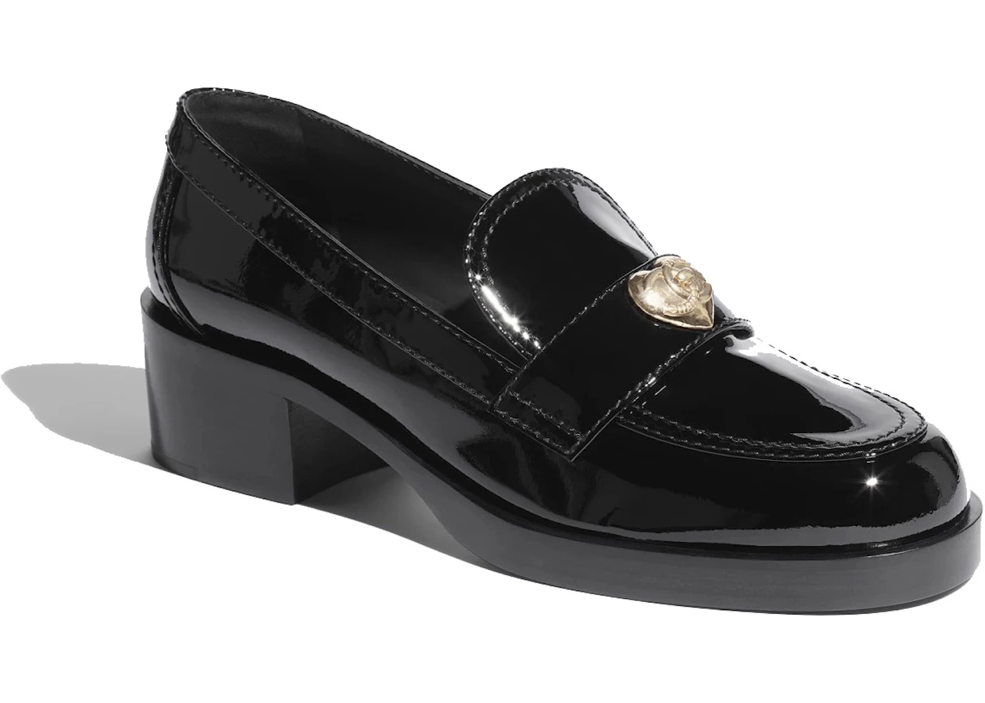 Chanel Heart CC 50mm Loafers Black Patent Calfskin G39697 X56828