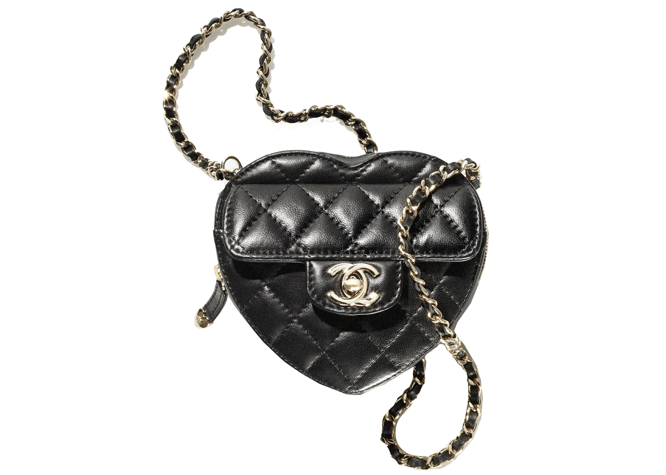 Chanel Vintage Chanel Mini Black Quilted Lambskin Leather Chain 