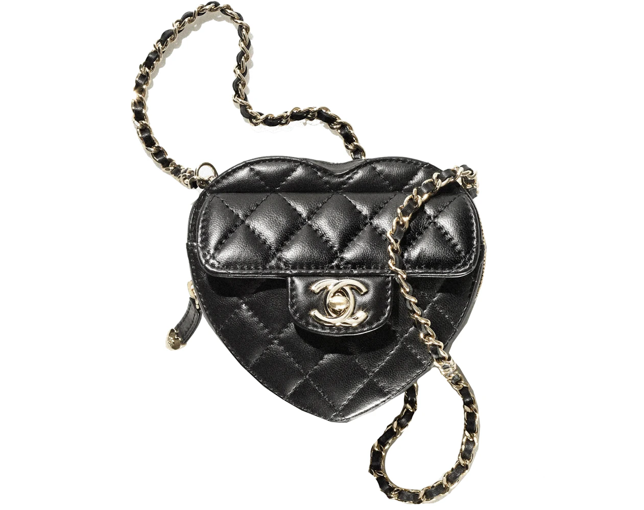 Chanel Heart Clutch With Chain 22S Mini Black Lambskin in Lambskin