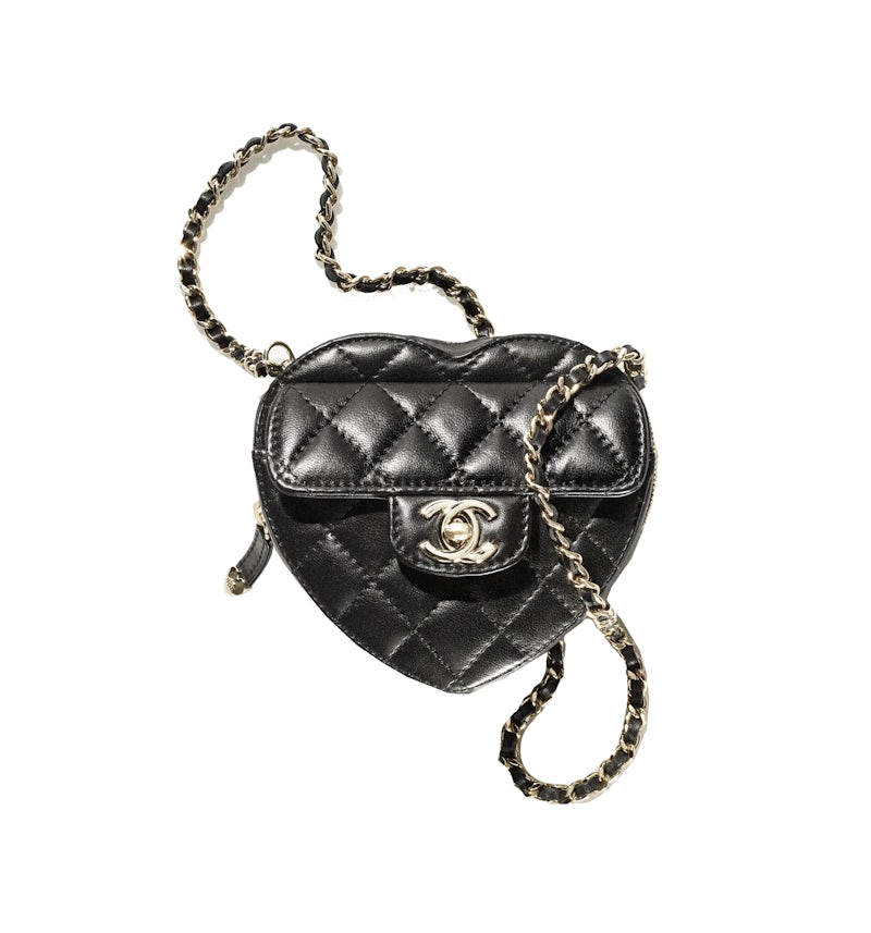 Chanel Heart Clutch With Chain 22S Mini Black Lambskin in Lambskin