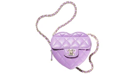 Chanel Heart Clutch With Chain 22S Purple Lambskin