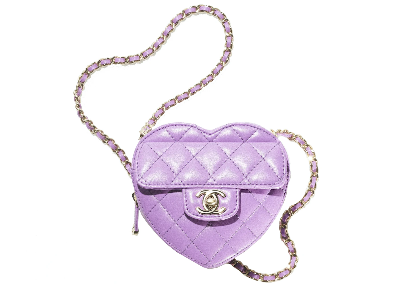 Ældre Male finansiere Chanel Heart Clutch With Chain 22S Purple Lambskin in Lambskin Leather with  Gold-tone - US