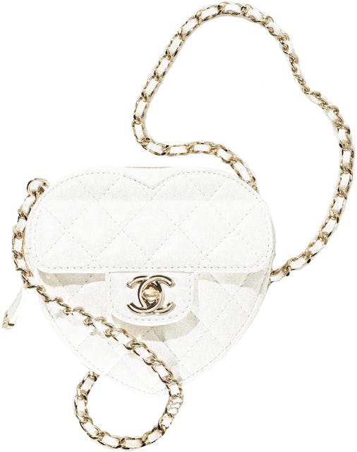 Chanel Heart Clutch With Chain 22S White Lambskin in Lambskin Leather with  Gold-tone - US