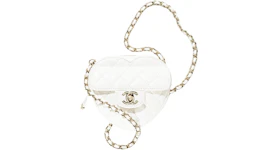 Chanel Heart Clutch With Chain 22S White Lambskin