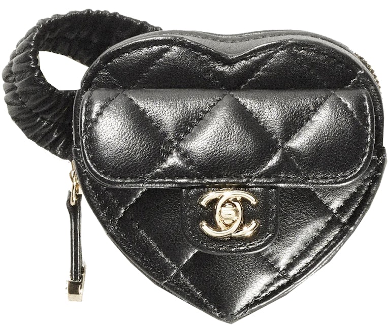 Chanel Gray Quilted Lambskin Chanel 19 Flap Coin Purse with Chain
