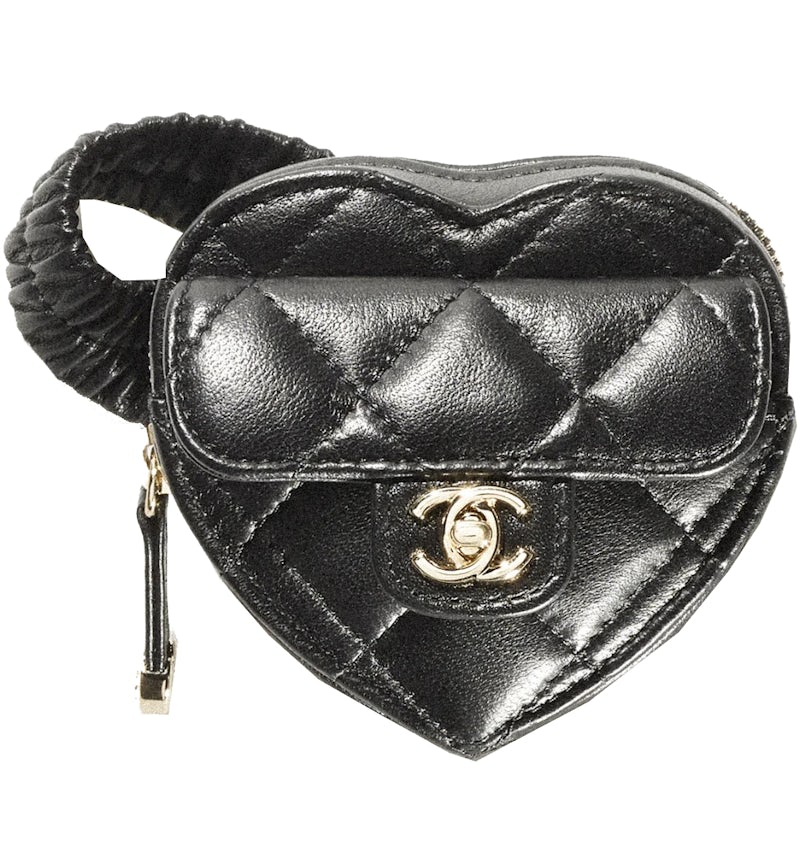 Chanel Heart Clutch With Chain 22S Black Lambskin in Lambskin
