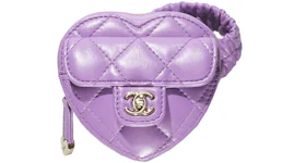 Chanel Heart Zipped Arm Coin Purse 22S Purple Lambskin