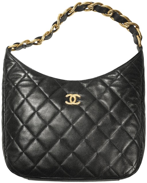 Chanel Hobo Bag Shoulder / Crossbody Black Lamb Skin Gold Metal 2022  Classic
