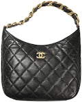 Chanel Hobo Bag with Chunky Chain Strap Large 22S Lambskin Black